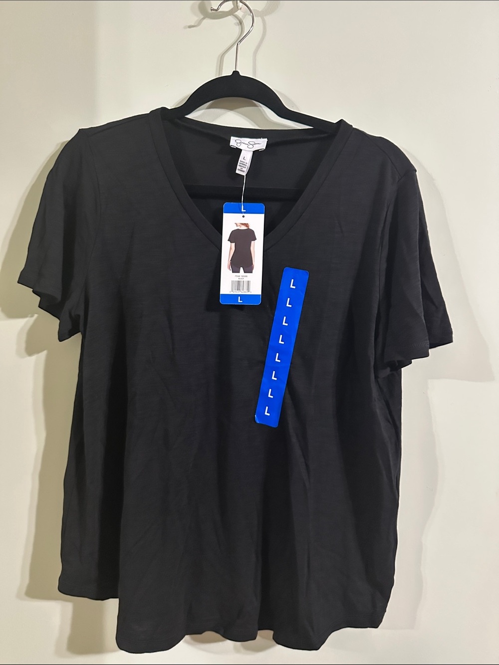 Jessica Simpson Black V-Neck Short Sleeve Tee
